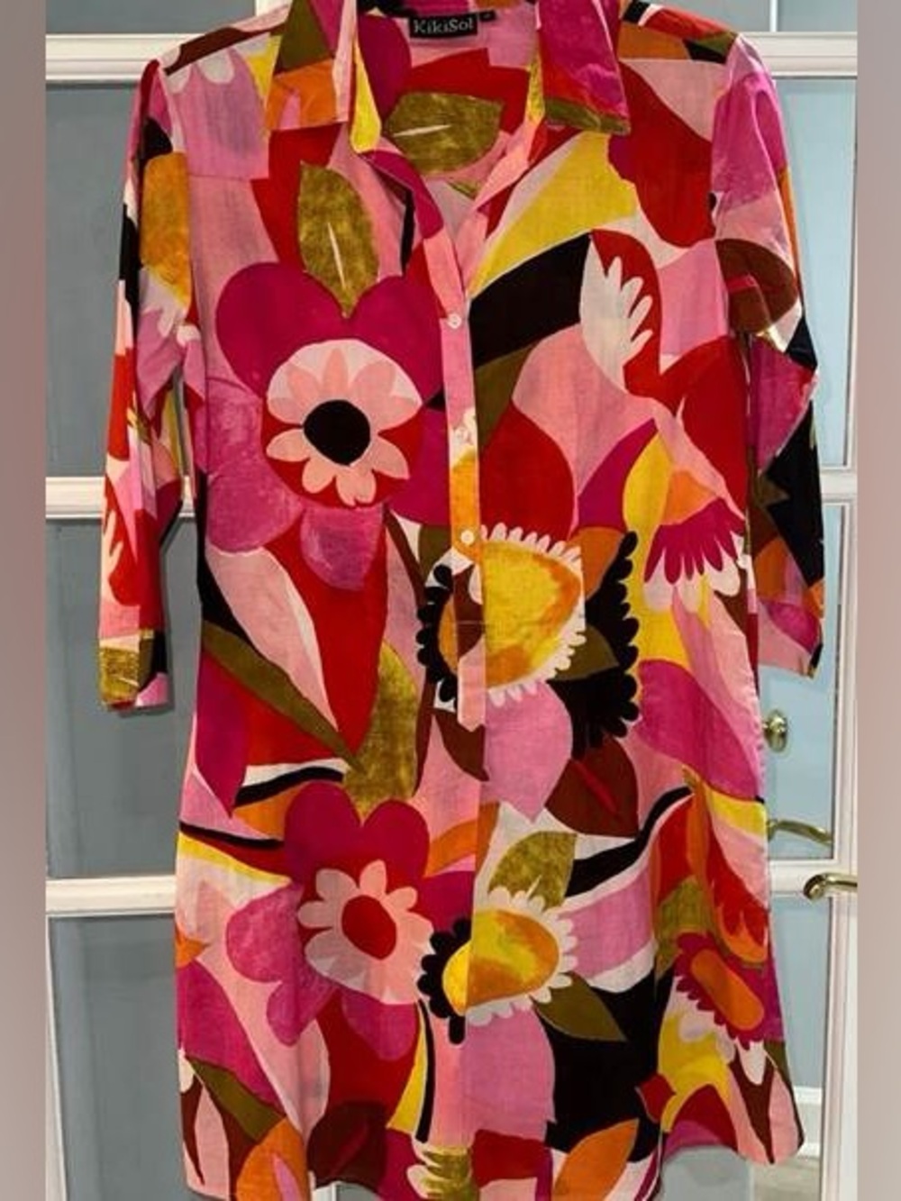 EUC – KikiSol Button Down V-Neck Dress